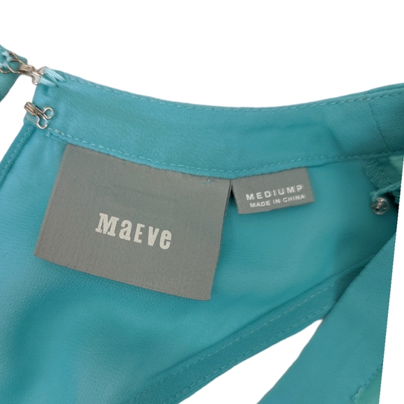 Anthropologie Maeve Pleated Racerback Shift Dress Womens Medium Petite Chiffon - Picture 12 of 14